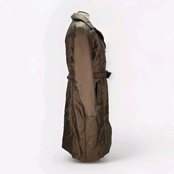 Vintage Bromleigh 14 Brown/bronze Trench Long Coat Jacket Belted Lightweight‎ - Picture 3 of 16